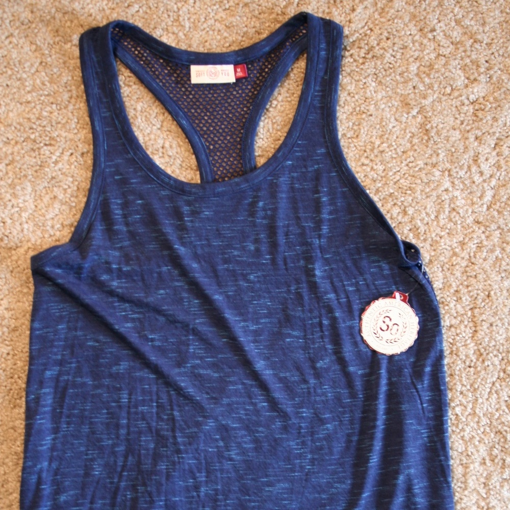 New Blue Racerback Workout Tank w/Mesh